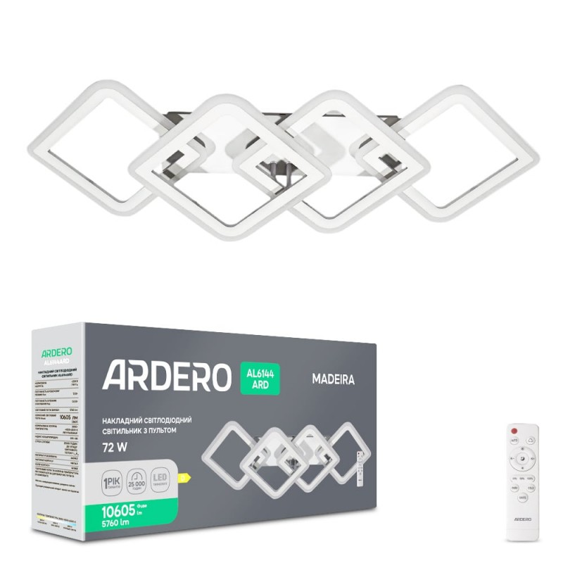 Світлодіодна накладна люстра Ardero AL6144ARD MADEIRA 72Вт білий