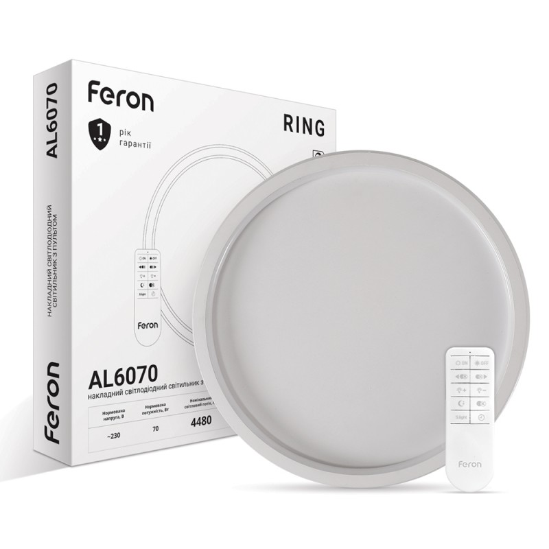 Світлодіодна накладна люстра Feron AL6070 RING 70Вт білий