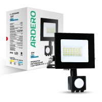 Світлодіодний прожектор Ardero LL-2020ARD 20Вт 6500K з датчиком руху чорний