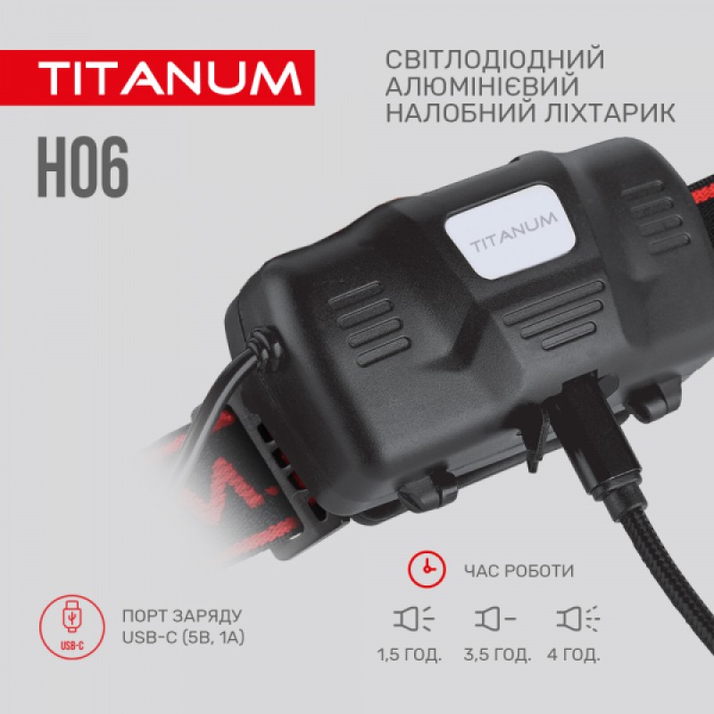 Налобний світлодіодний ліхтарик TITANUM TLF-H06 800Lm 6500K