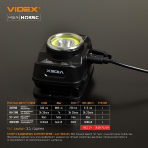 Налобний світлодіодний ліхтарик VIDEX VLF-H035C 410Lm 5000K