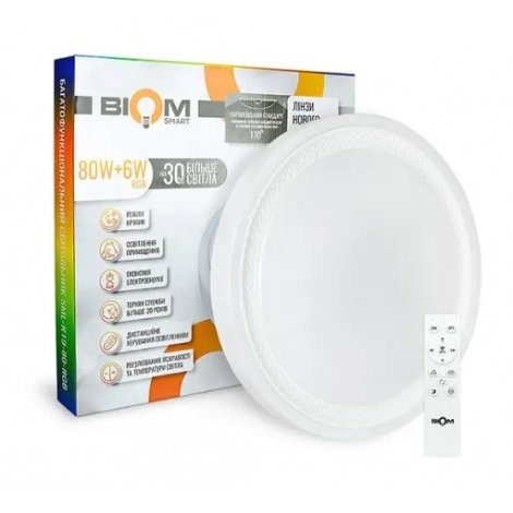 Светильник светодиодный Biom SMART SML-R19-80-RGB 3000-6000K 80Вт+16Вт RGB с д/у +APP