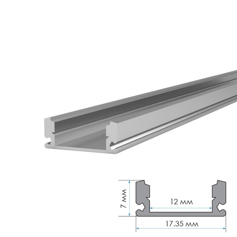 Профіль для LED стрічок накладний ПФ-15 напівматовий розсіювач (комплект) 2м